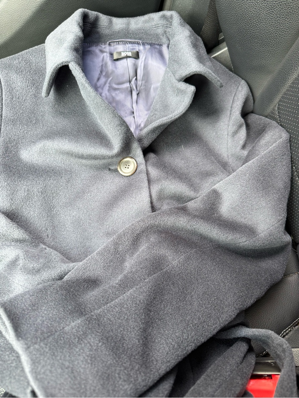 Hugo Boss Women's Coat in charcoal with belt   Alpaka and wool